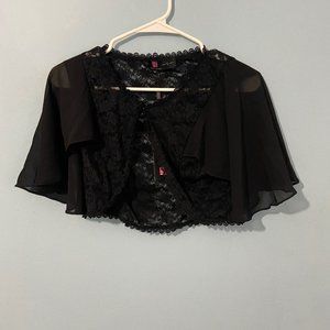 Chiffon and lace flutter-sleeve bolero